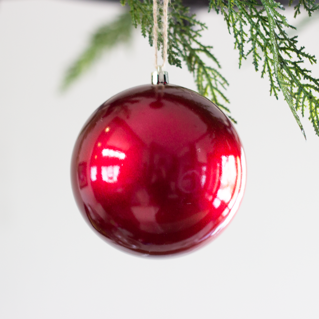 4.7” Small Cranberry Plastic Ball Ornament (Set of 2)