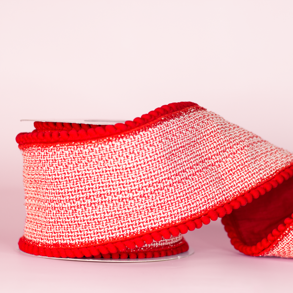 4" Classic Printed Red Houndstooth Ribbon