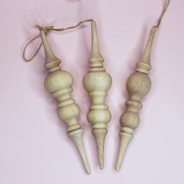 Wood Finial Ornament (Set of 3)