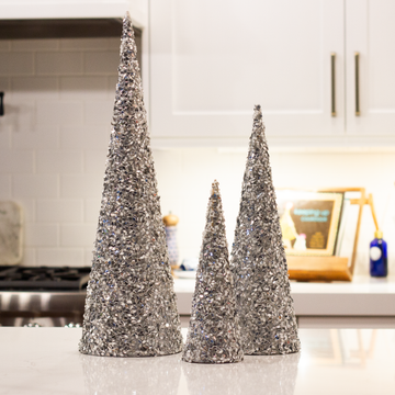 Silver Sequin Topiary (Set of 3)