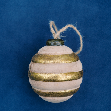 3” Gold and Natural Ball Ornament