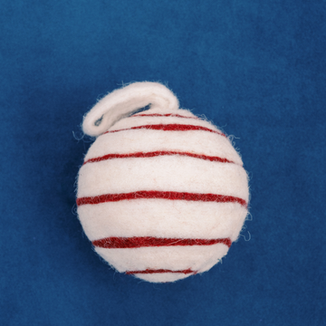 Red and White Stripe Ball Ornament