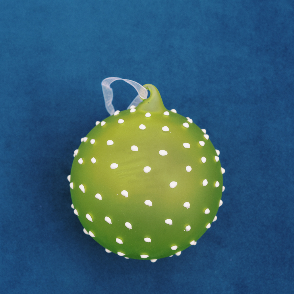 4" Polka Dot Chartreuse Ball Ornament