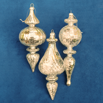7-7.5” Gold Finial Ornaments (Set of 3)