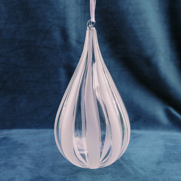 8.75” Clear and White Teardrop Ornament
