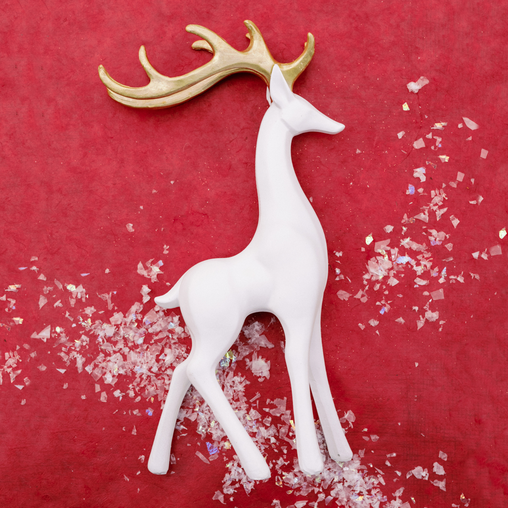 White and Gold Proud Reindeer
