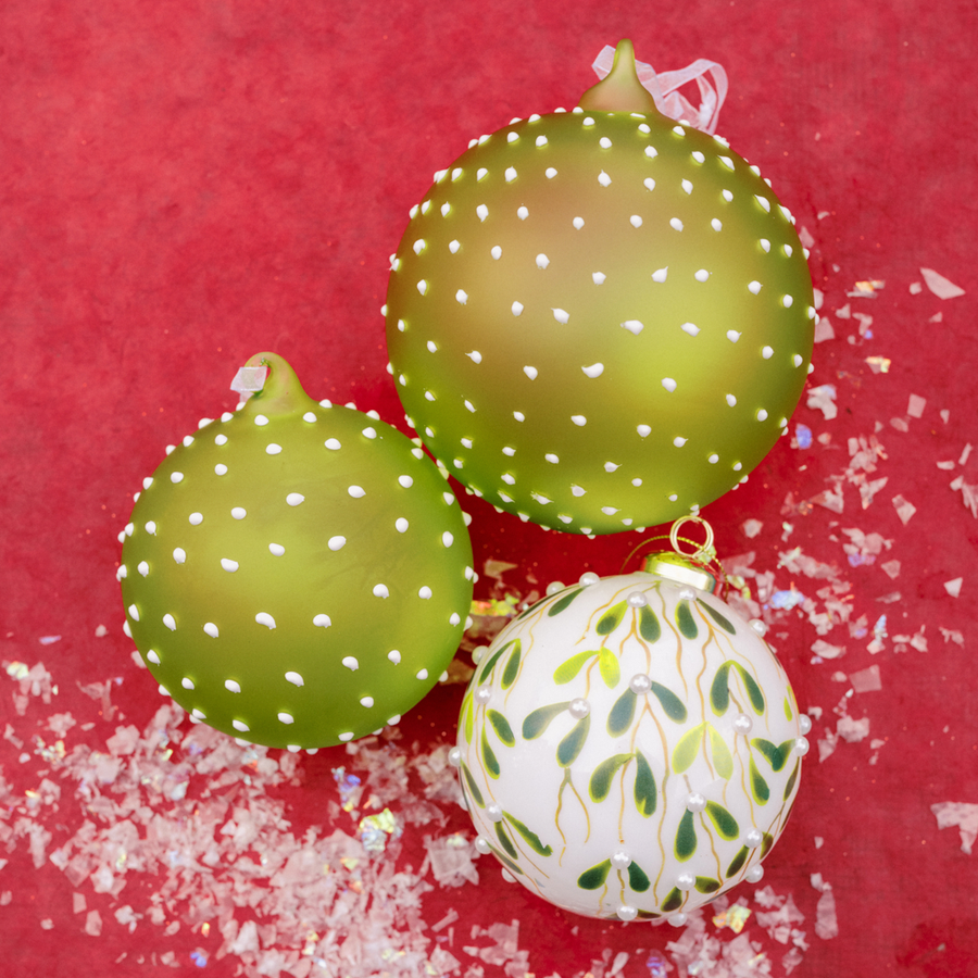 4" Polka Dot Chartreuse Ball Ornament