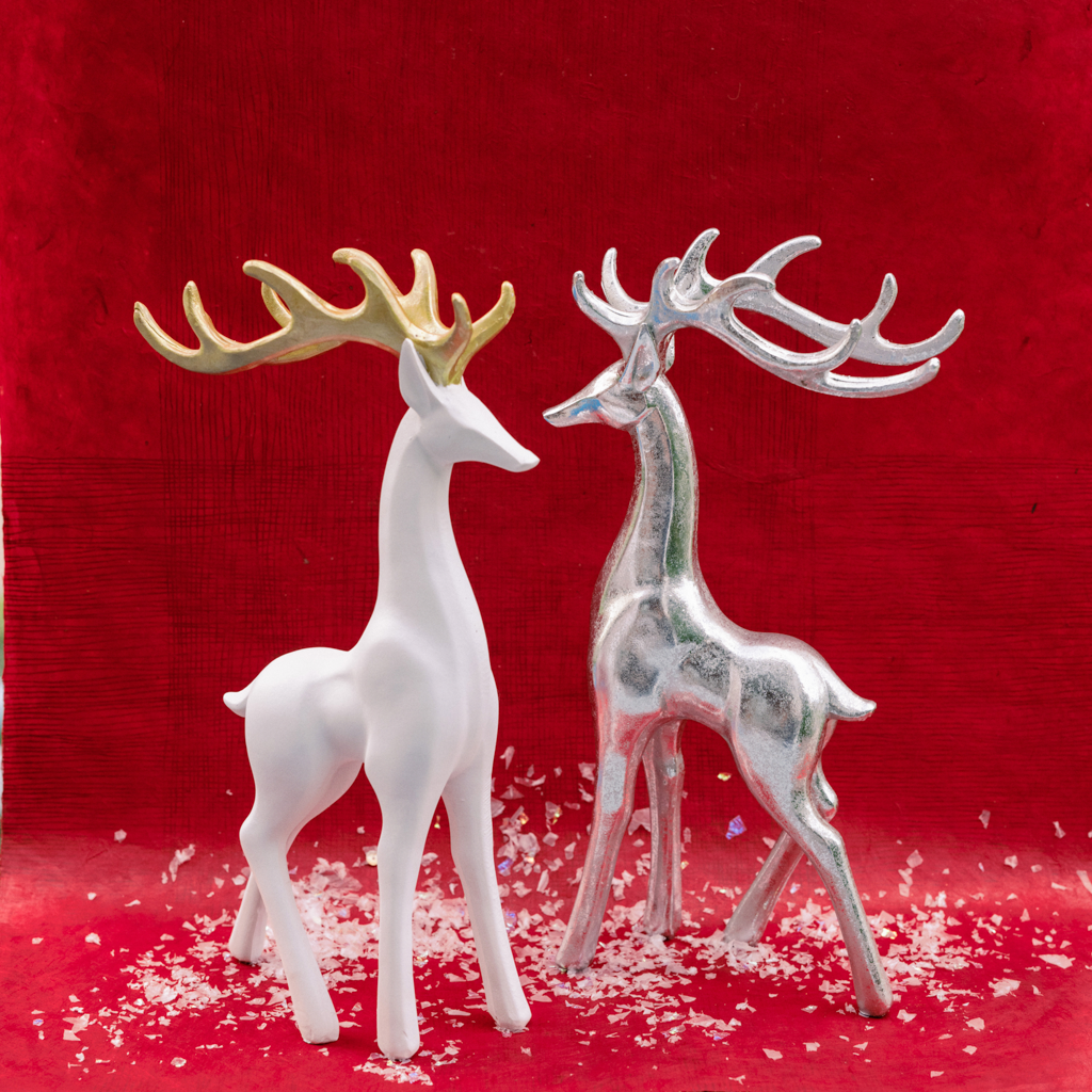 White and Gold Proud Reindeer
