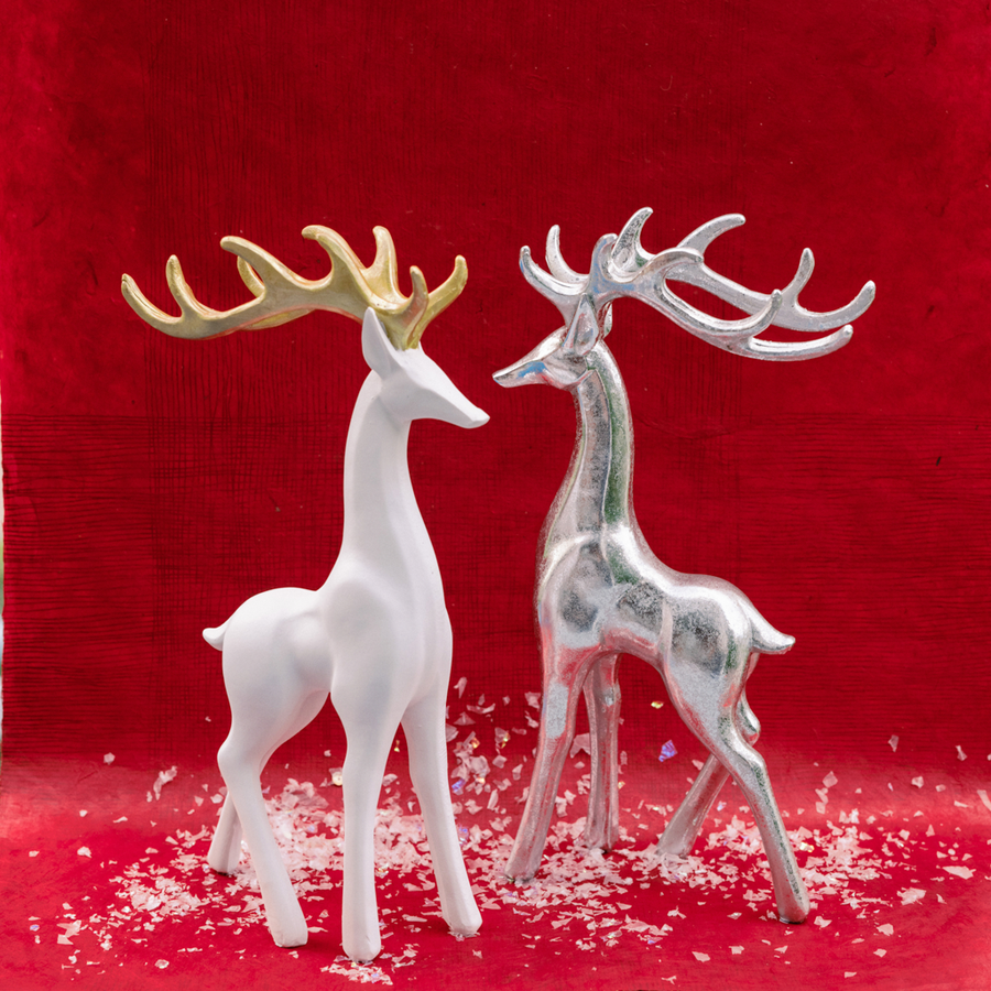 White and Gold Proud Reindeer