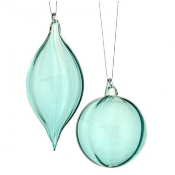 4-5.5” Baby Blue Glass Ornament (Set of 2)