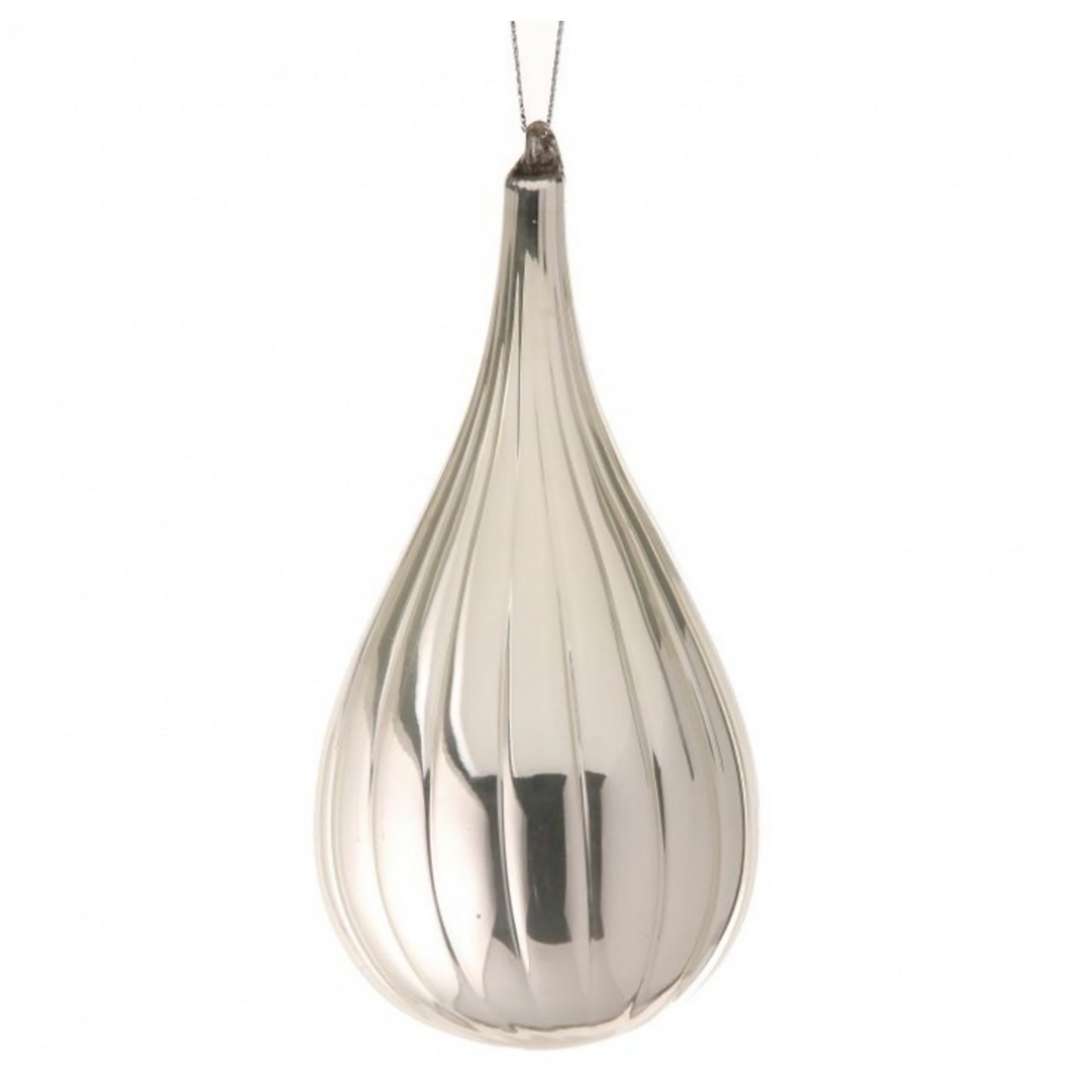 6” Silver Tear Drop Ornament