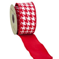 2.5" Red and White Houndstooth Ribbon