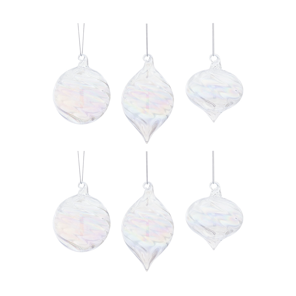 4-5” Clear Swirl Ornament (Set of 6)
