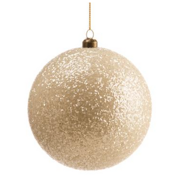 4.75” Cream Glitter Ball Ornament
