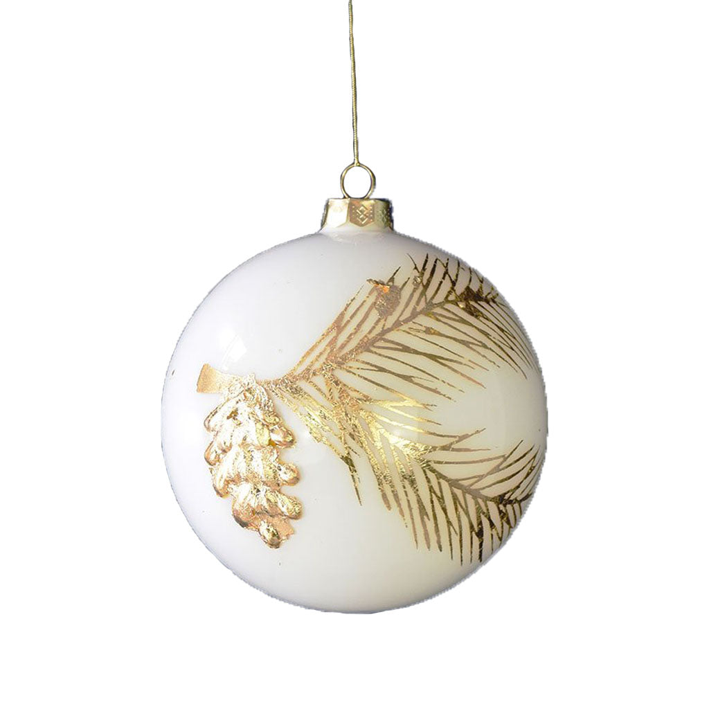 White and Gold Pinecone Ornament