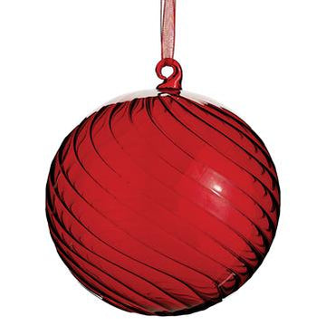 Red Swirl Glass Ball Ornament