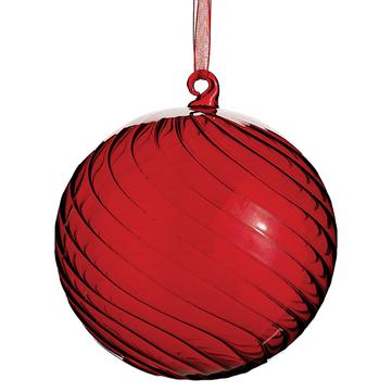 6” Red Swirl Glass Ball Ornament