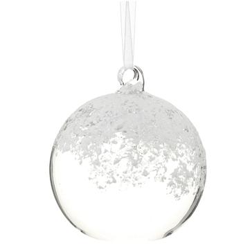 6” Large Clear Ball Ornament with Frosted Snow