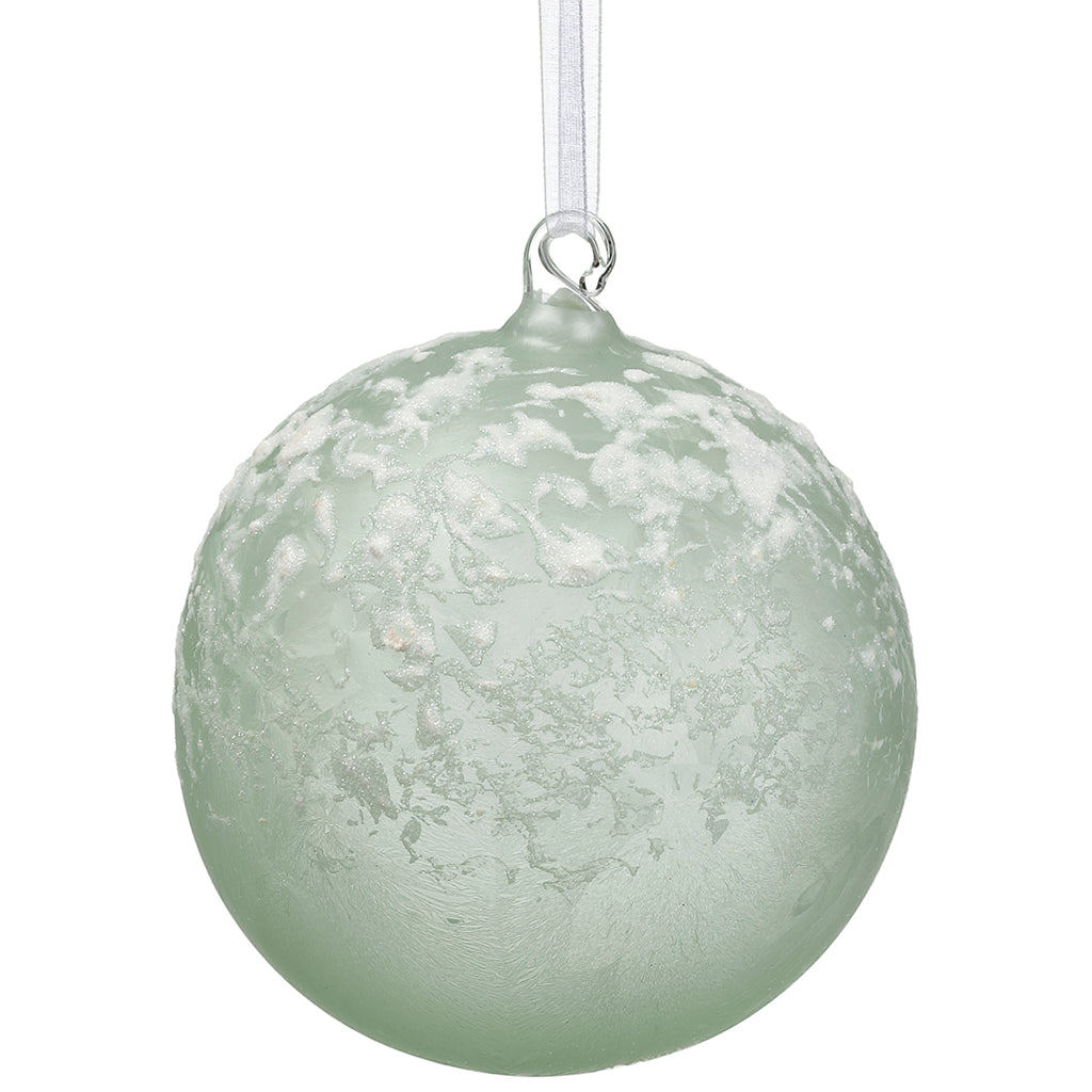 4.75” Mint Snowed Ball Ornament