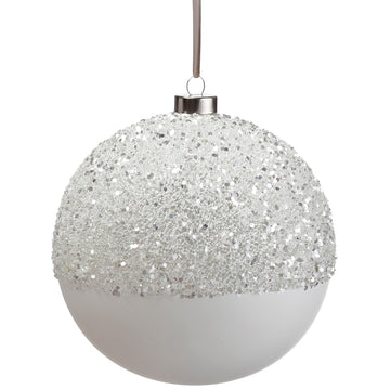 4-6” White Glitter Dipped Ornament