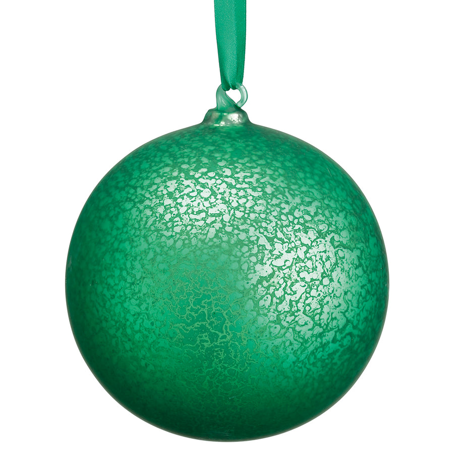 6” Green Crackel Glass Ball Medium