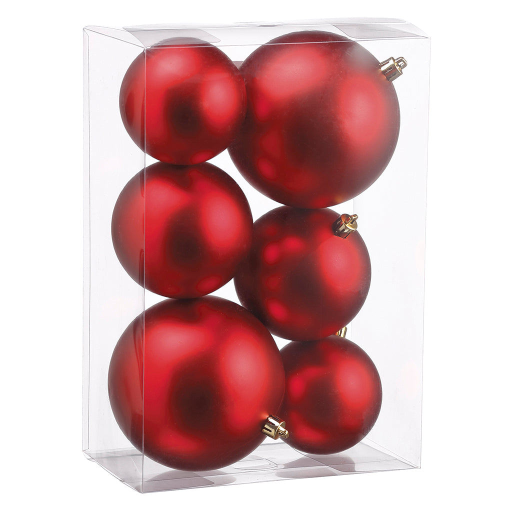 Red Ball Ornament Assortment (Set of 6)