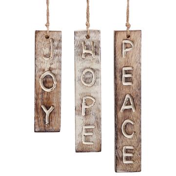 5-7.5” Joy, Hope, Peace Plaque Ornament (Set of 3)