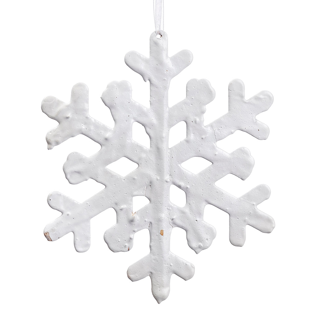 8” Large White Metal Snowflake Noel Decor