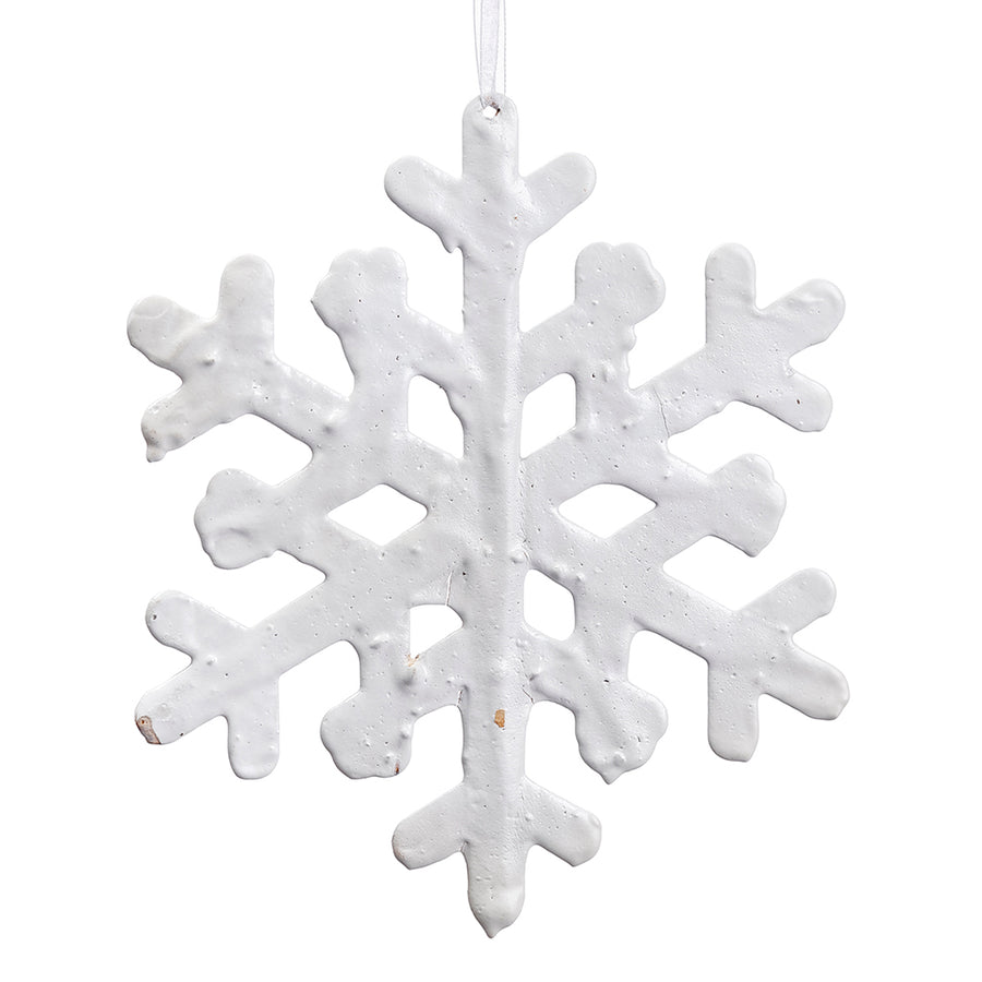 8” Large White Metal Snowflake