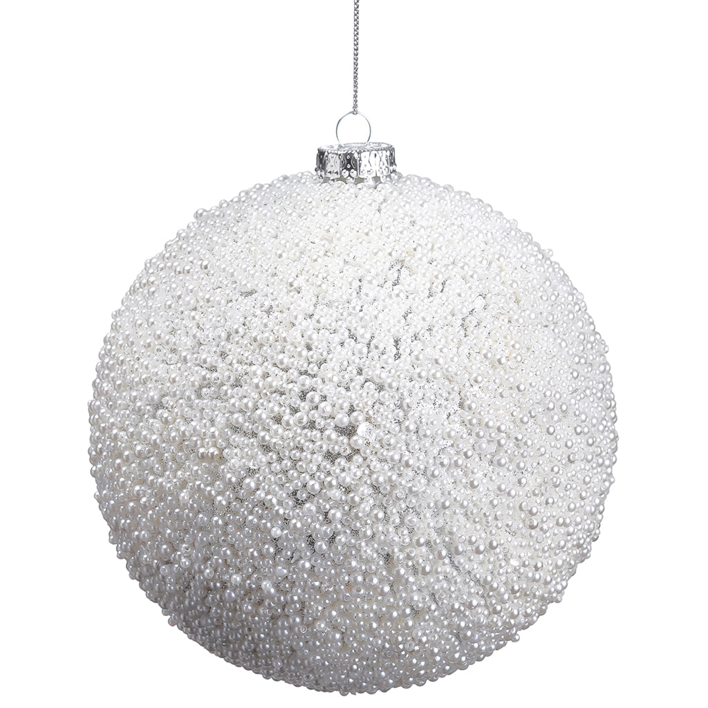 6” Snowy Beaded Ball Ornament