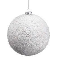 6” Snowy Beaded Ball Ornament