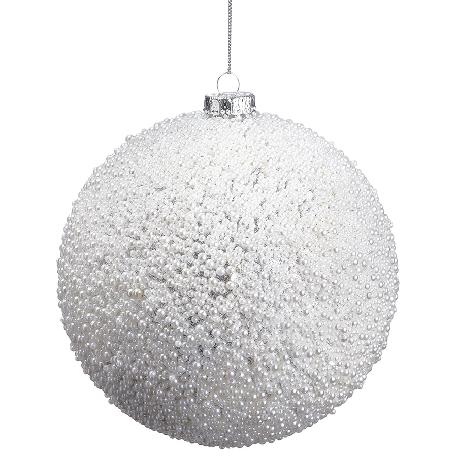 6” Snowy Beaded Ball Ornament