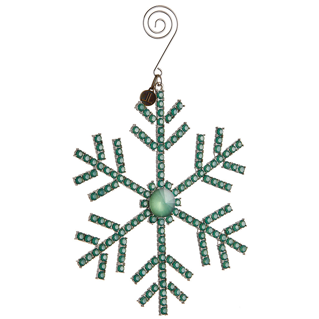 5” Mint Rhinestone Snowflake Ornament