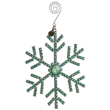 Mint Rhinestone Snowflake Ornament