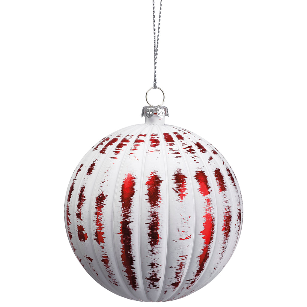 3.25” Red and White Ornament Ball