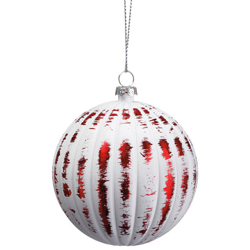3.25” Red and White Ornament Ball