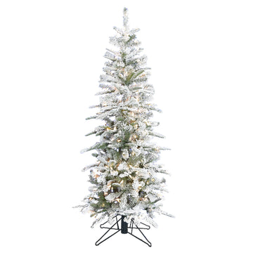 4.5' Simple Skinny Flocked Incandescent Tree