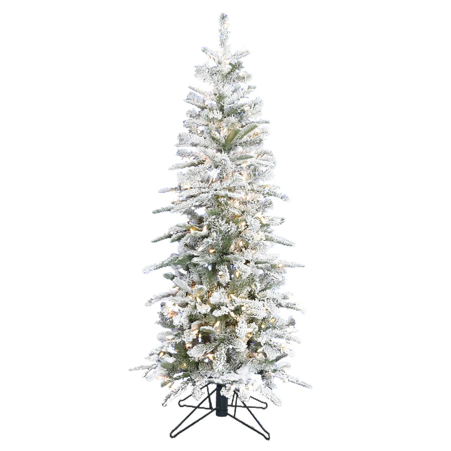 4.5' Simple Skinny Flocked Incandescent Tree